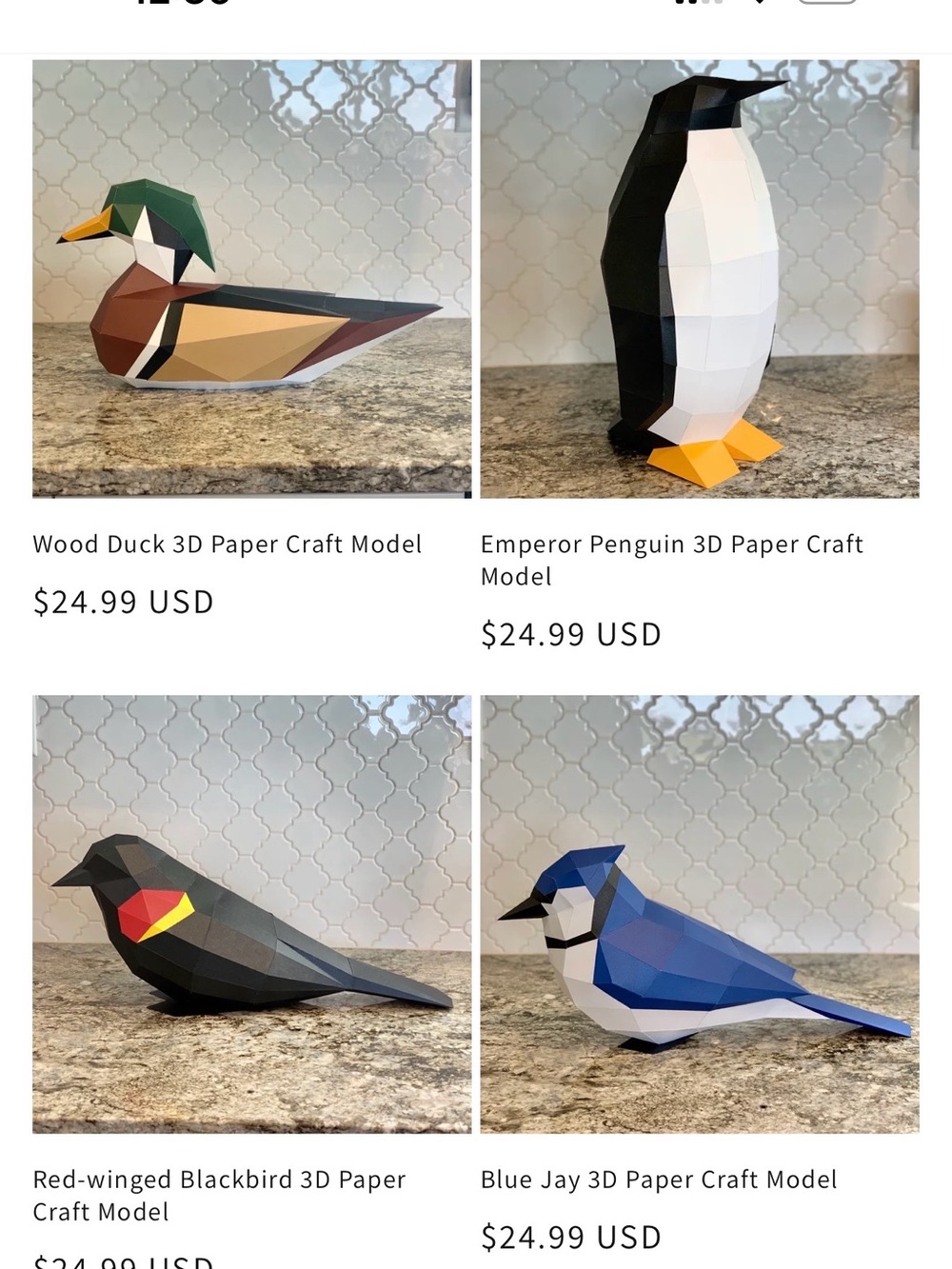 DIY- 3D Paper Craft Model (4pack)